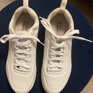 Skechers All-White Lace-Up Casual Sneakers